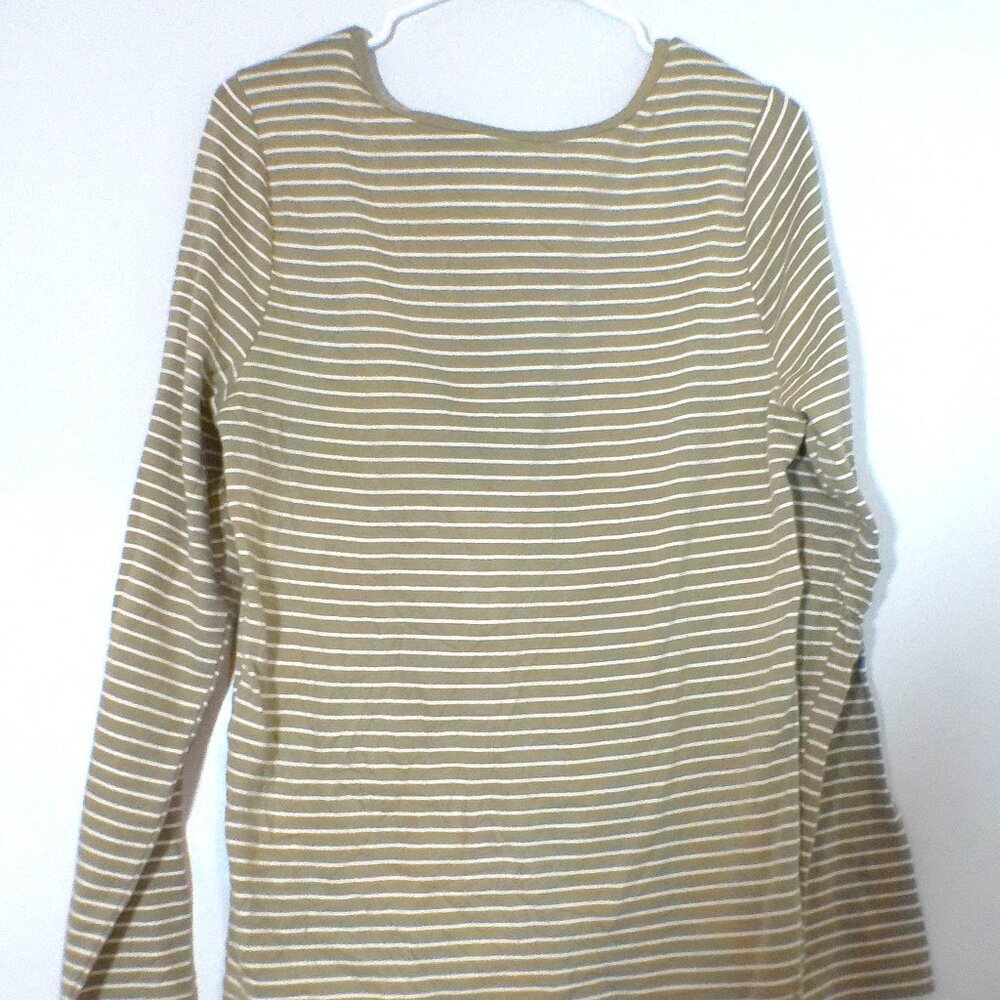 Universal Thread Tan White Striped Long Sleeve Top Women’s XXL Scoop Back Knit